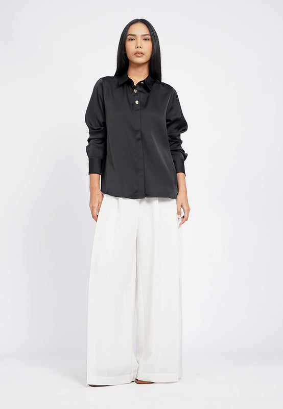 Satin Shirt with Fancy Button