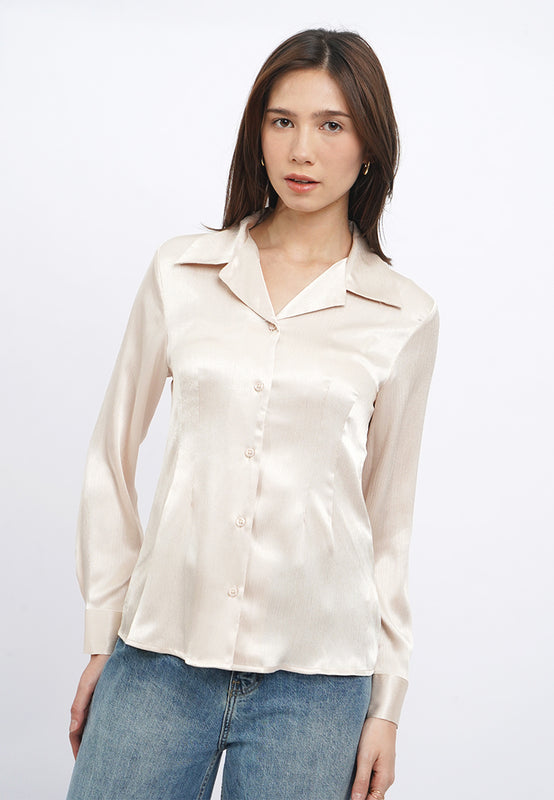 Long Sleeve Satin Pyjama Shirt