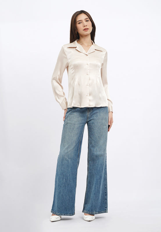 Long Sleeve Satin Pyjama Shirt
