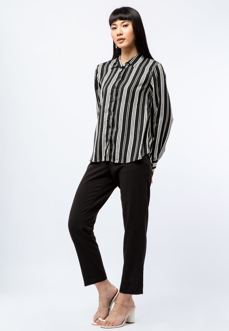 Long Sleeves Striped Blouse