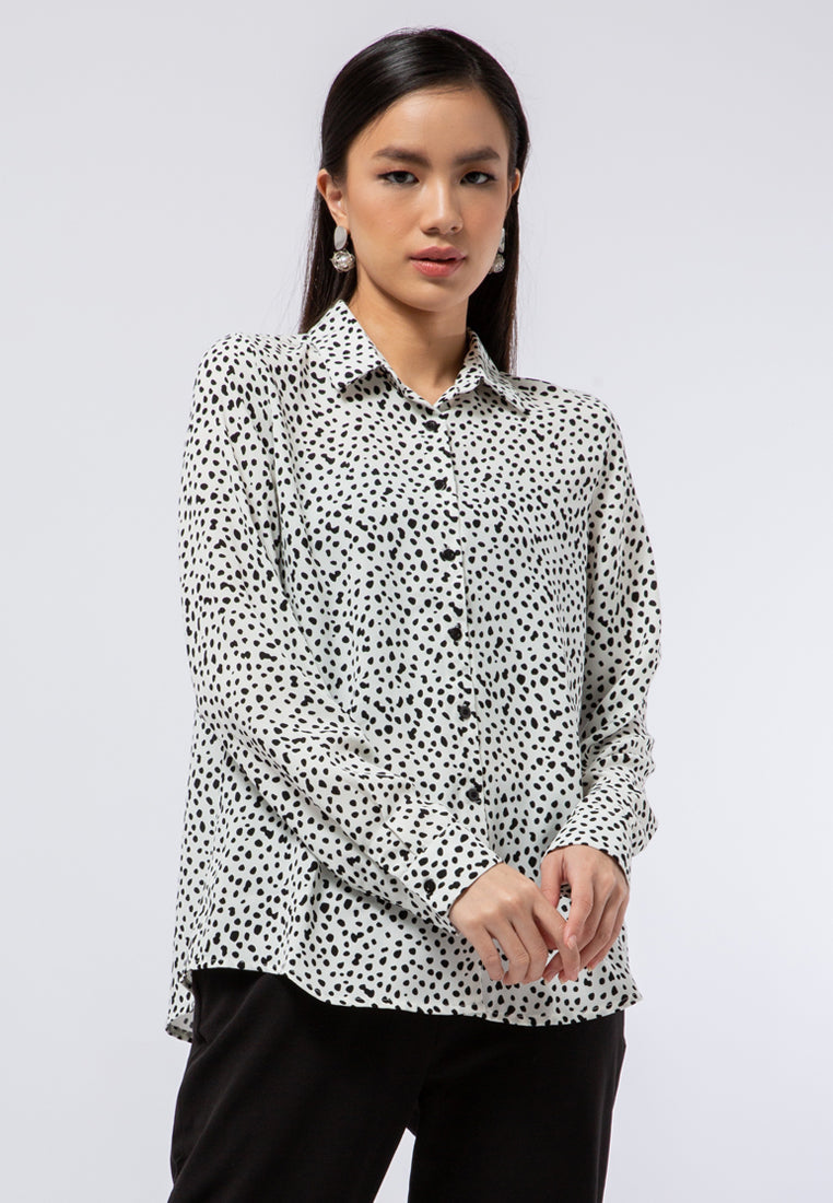 Long Sleeve Printed Blouse