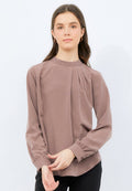 Long Sleeve Blouse with Stand Collar