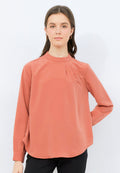 Long Sleeve Blouse with Stand Collar