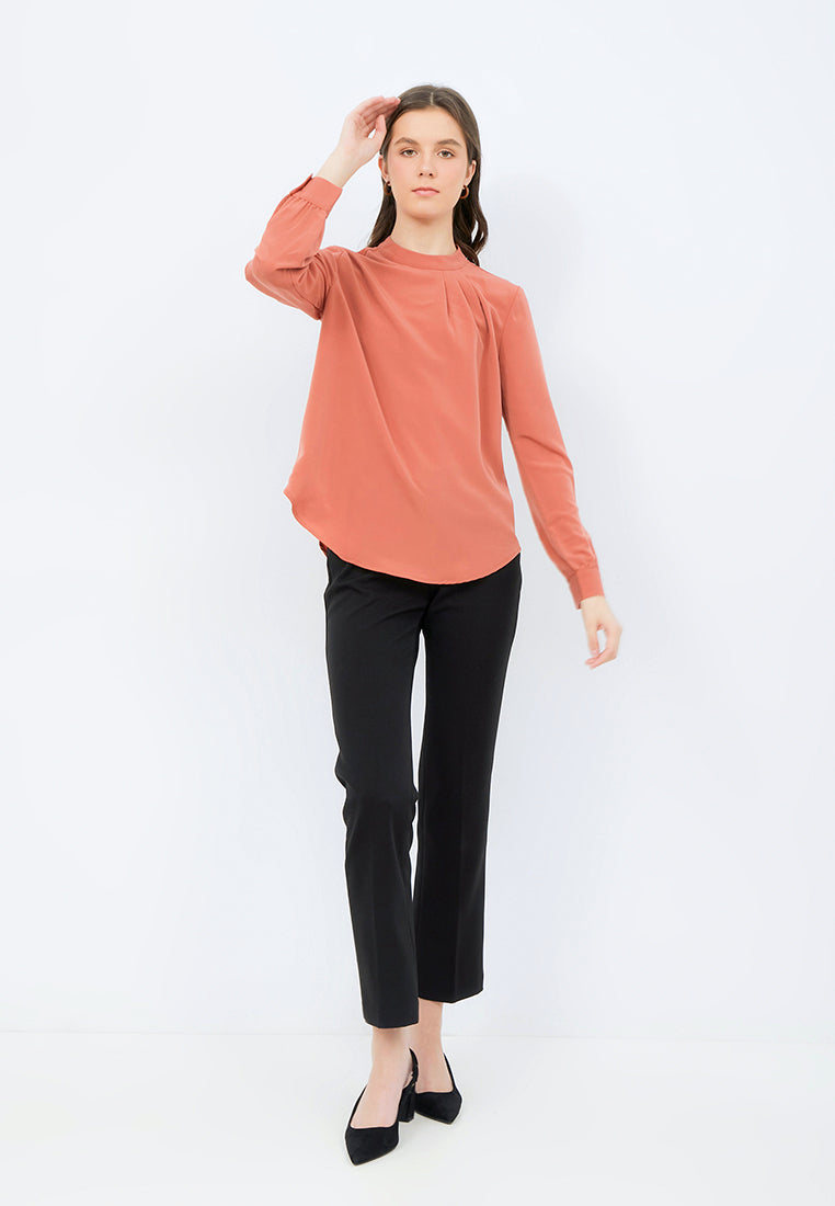 Long Sleeve Blouse with Stand Collar