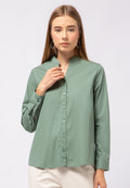 Band Collar Long Sleeve Blouse