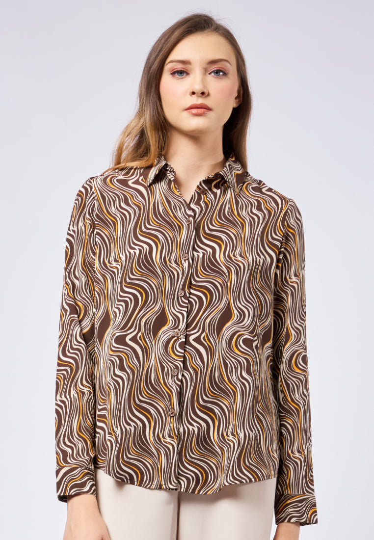 Printed Long Sleeve Blouse