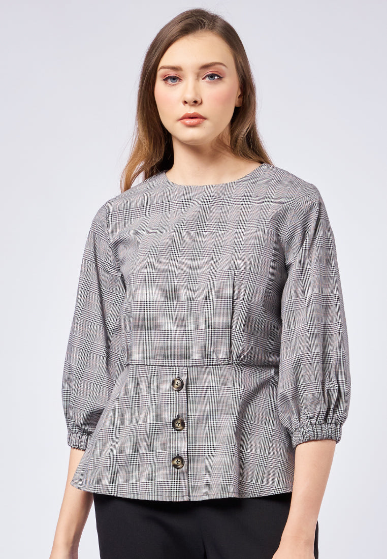 Puff Sleeve Blouse with Button Details