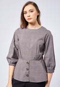 Puff Sleeve Blouse with Button Details