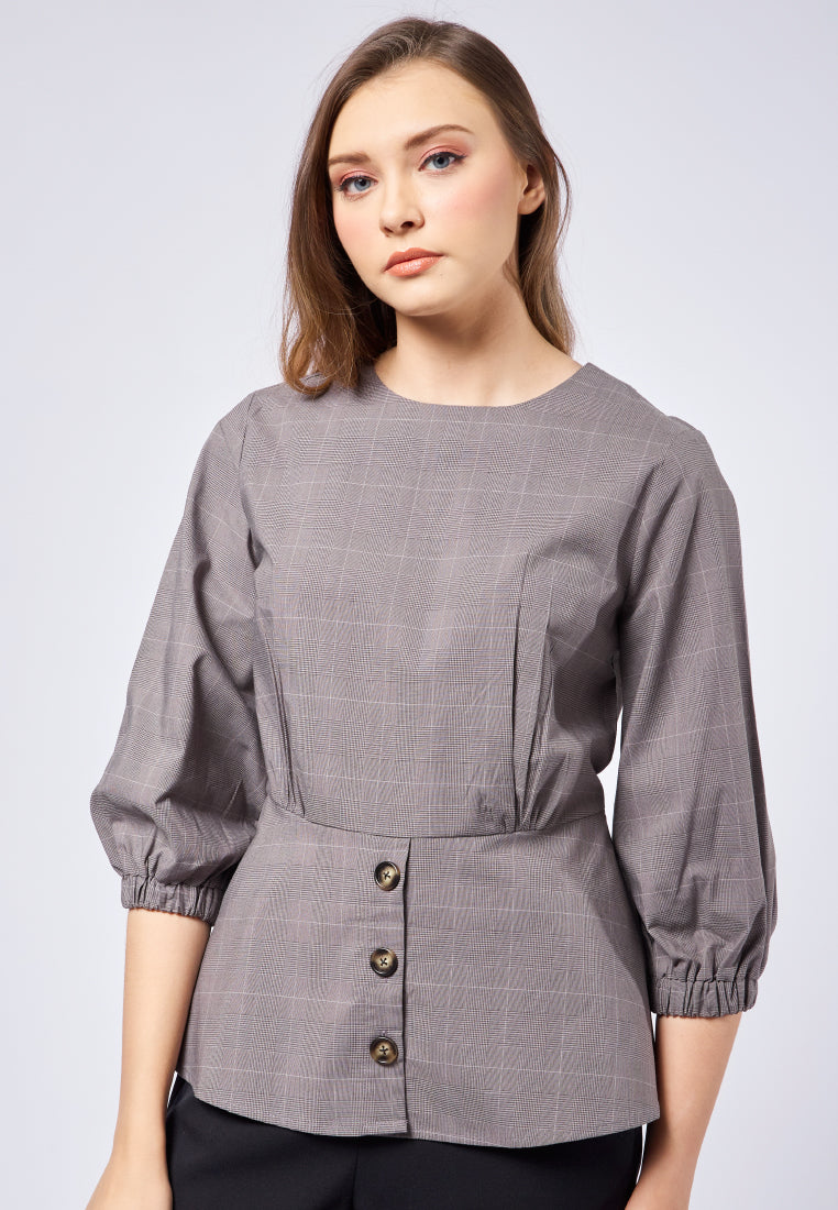Puff Sleeve Blouse with Button Details