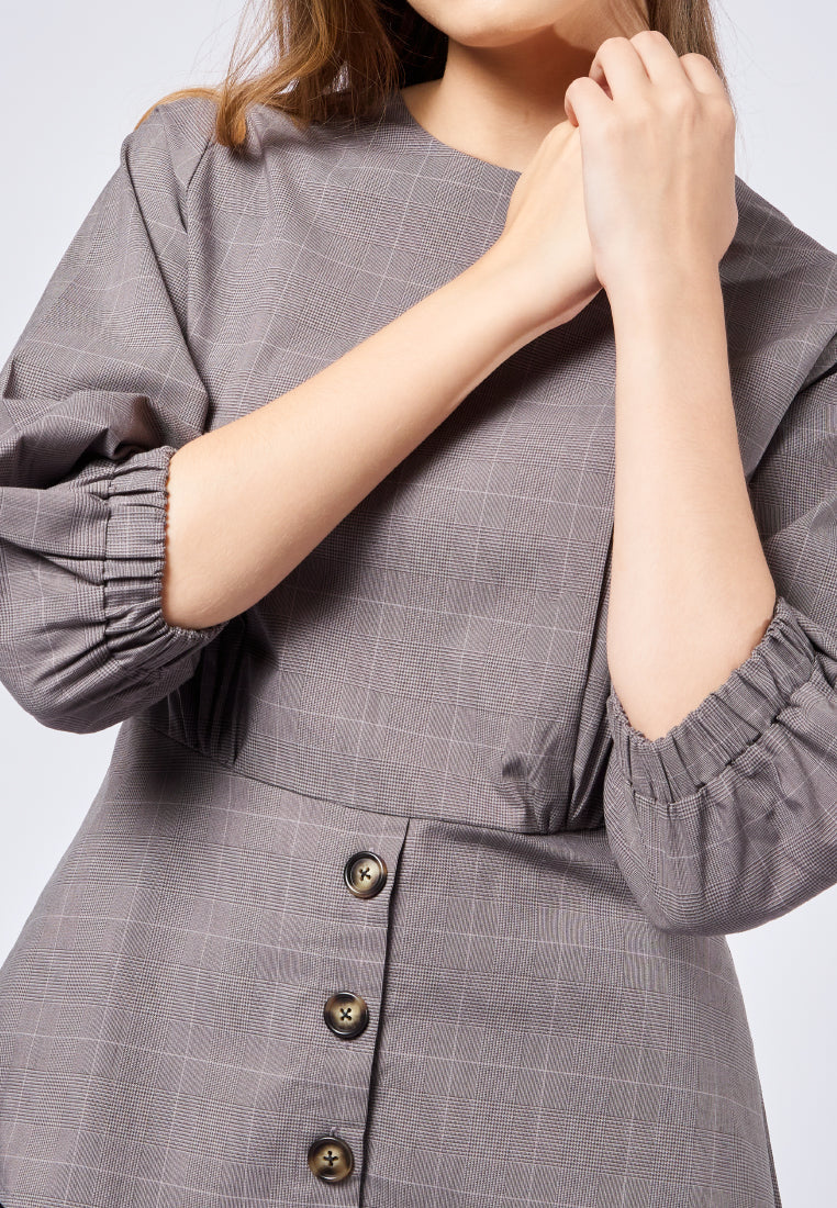 Puff Sleeve Blouse with Button Details