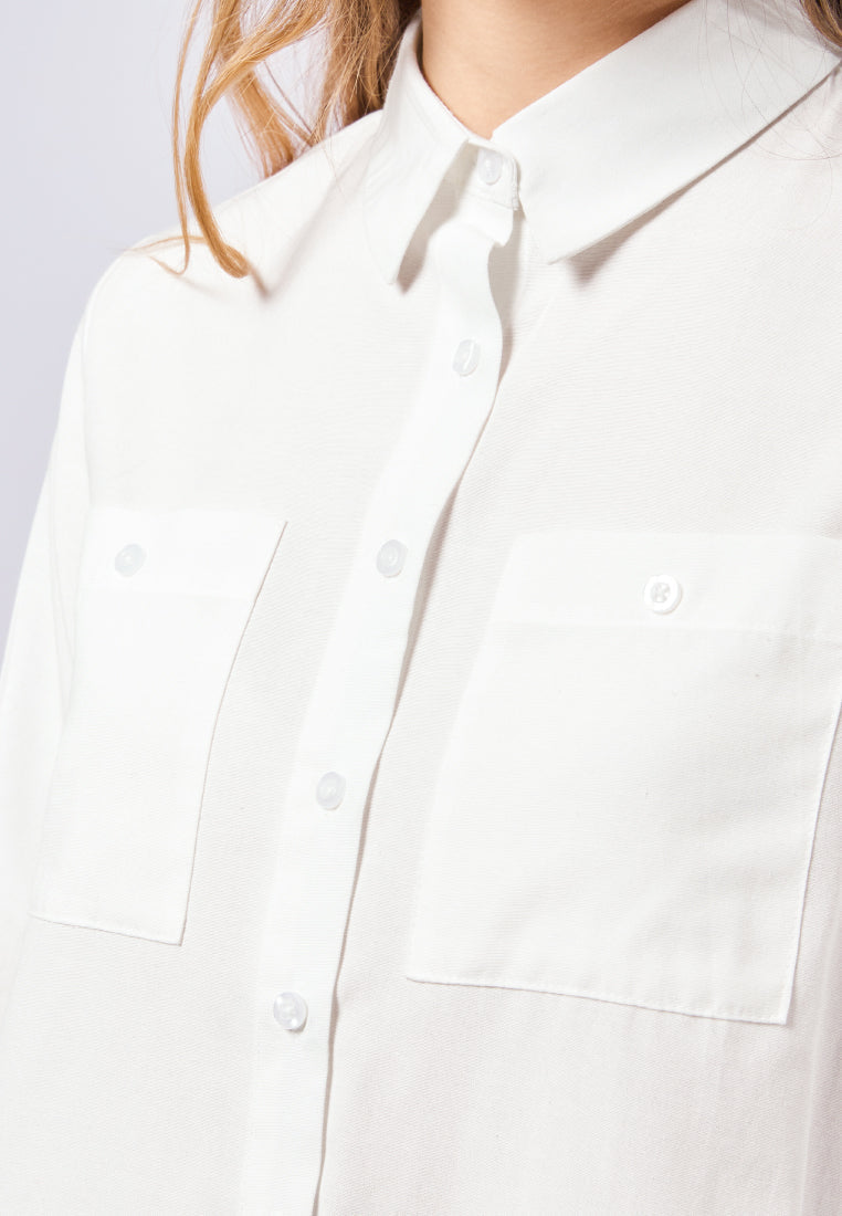 Double Pocket Long Sleeve Blouse