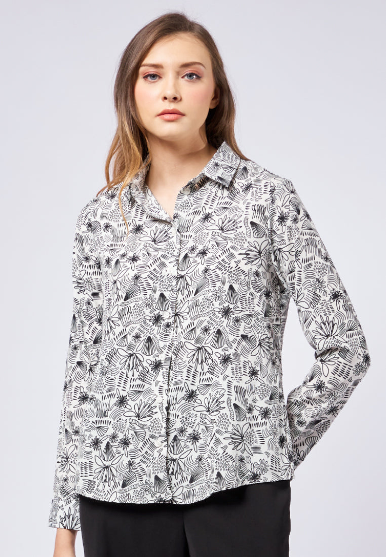 Long Sleeve Printed Blouse