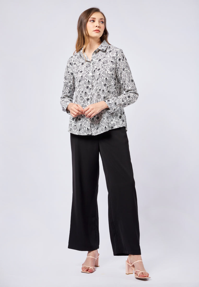 Long Sleeve Printed Blouse