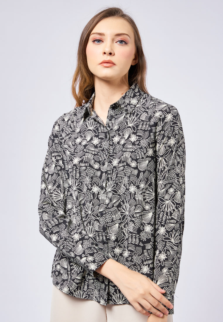 Long Sleeve Printed Blouse