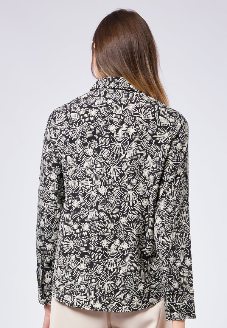 Long Sleeve Printed Blouse