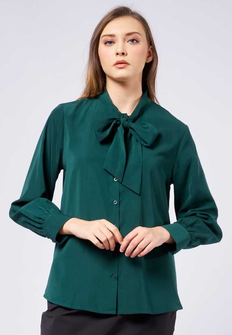Long Sleeve Blouse with Bow Details
