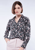 Printed V-Neck Long Sleeve Blouse