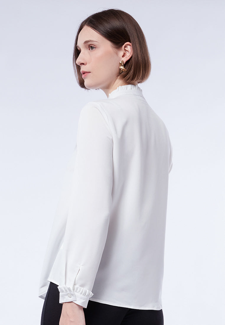 Frill Neck Long Sleeve Blouse