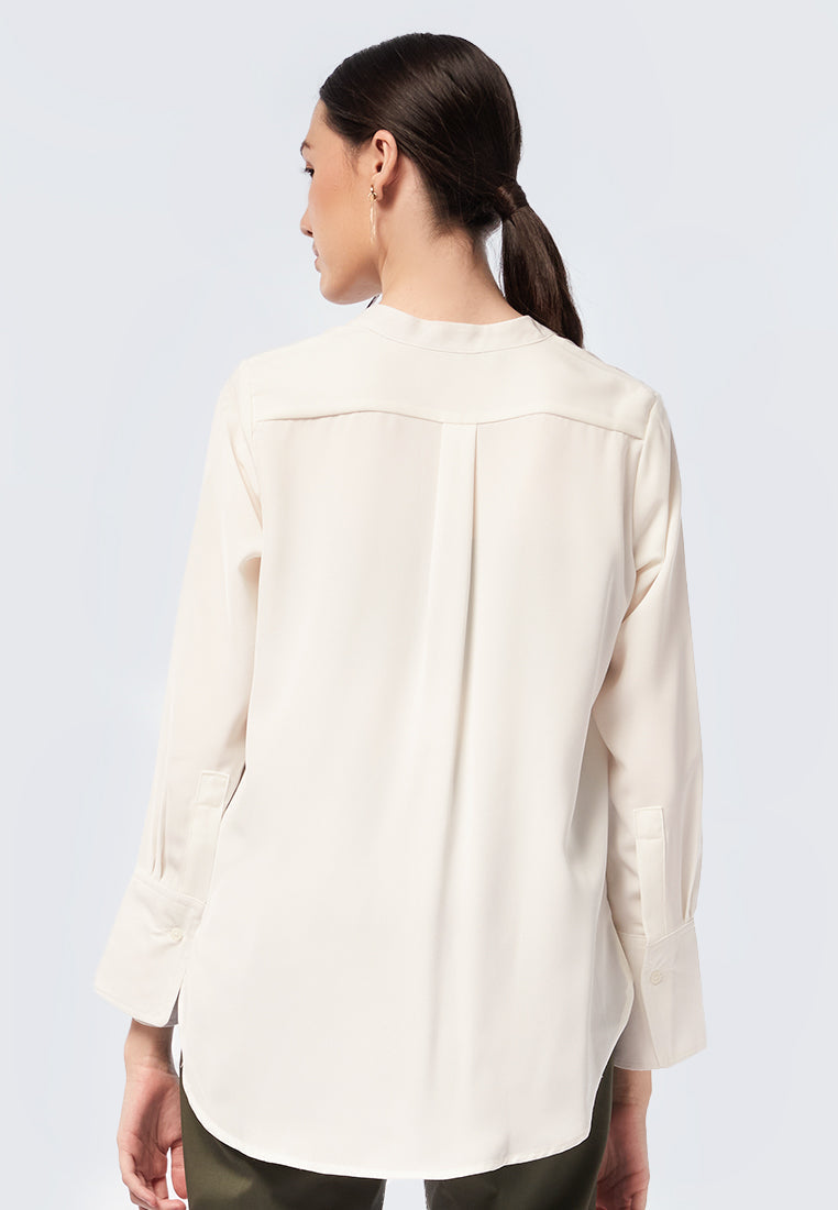 Mandarin Collar Long Sleeve Blouse