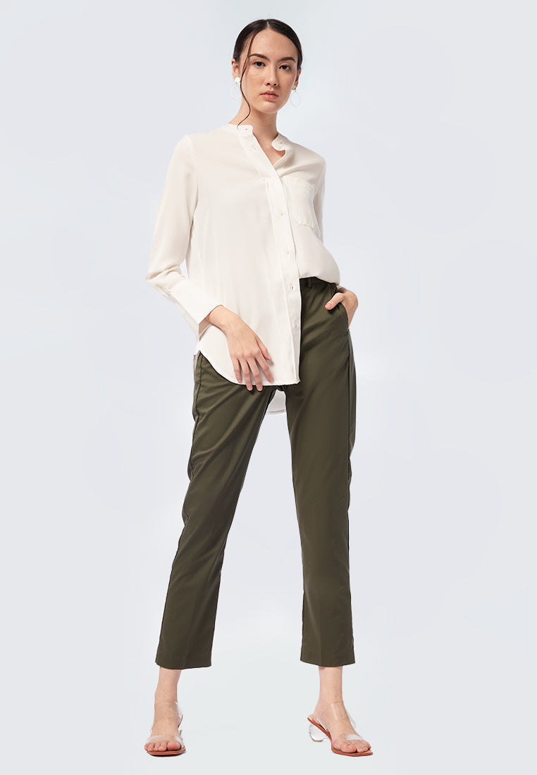 Mandarin Collar Long Sleeve Blouse