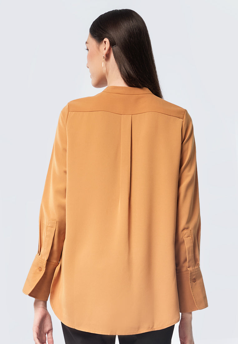 Mandarin Collar Long Sleeve Blouse