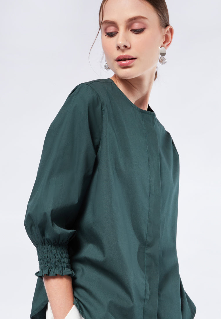 Round Neck Puff Sleeve Blouse