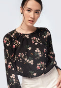 Ruched Neck Printed Blouse