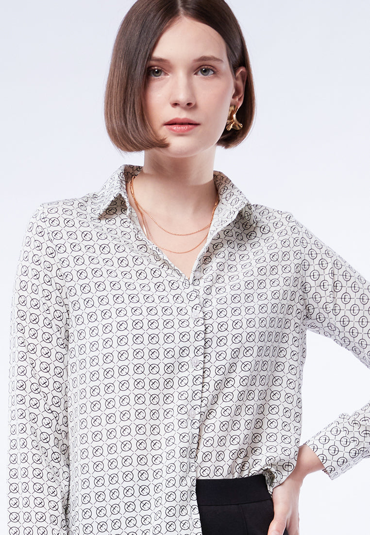 Printed Long Sleeve Blouse