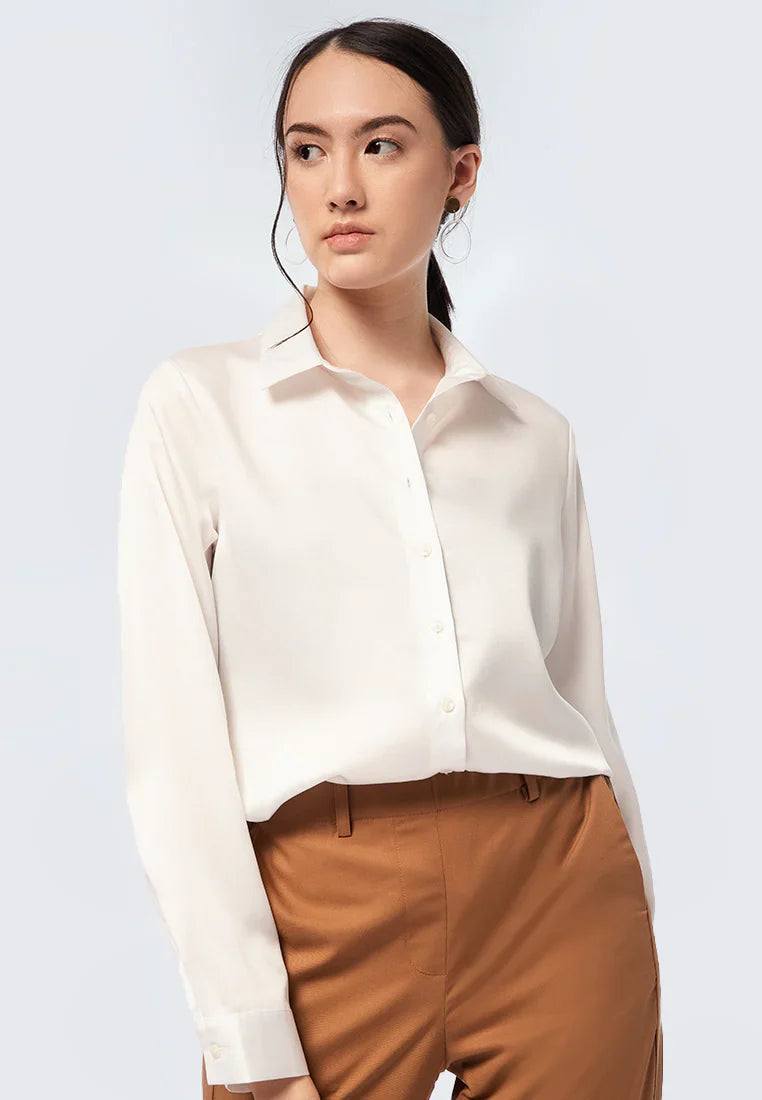 Long Sleeve Sateen Blouse