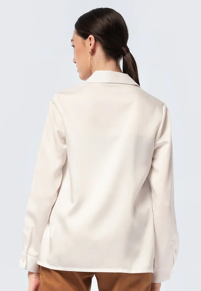Long Sleeve Sateen Blouse