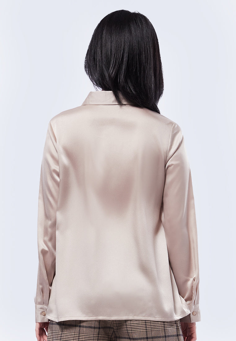 Long Sleeve Sateen Blouse