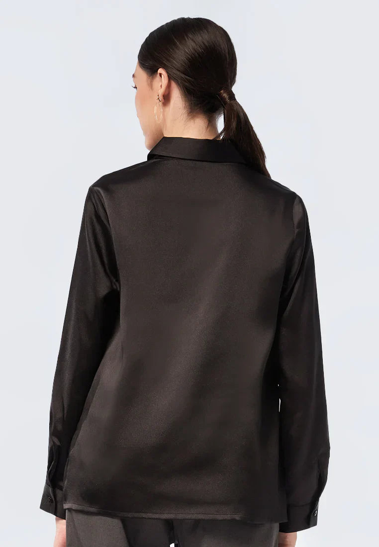 Long Sleeve Sateen Blouse