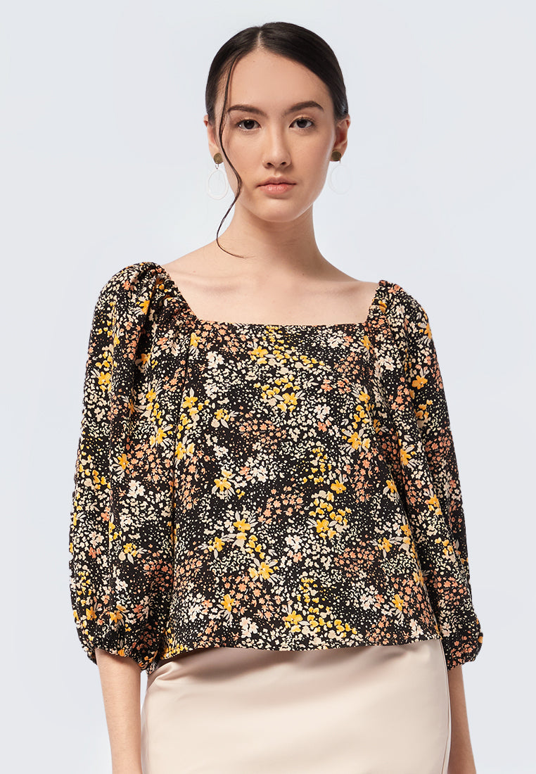 Balloon Sleeves Printed Top