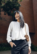 Front Pleated Long Sleeve Blouse