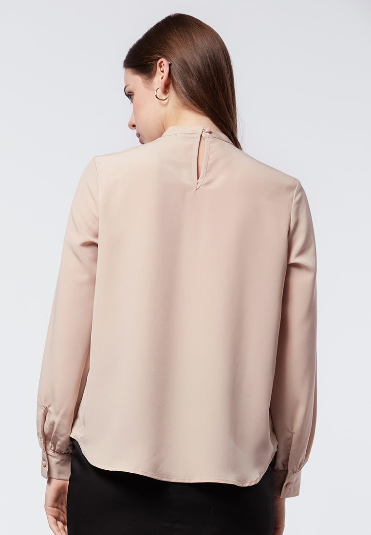 Long Sleeve Blouse with Pleats Detail