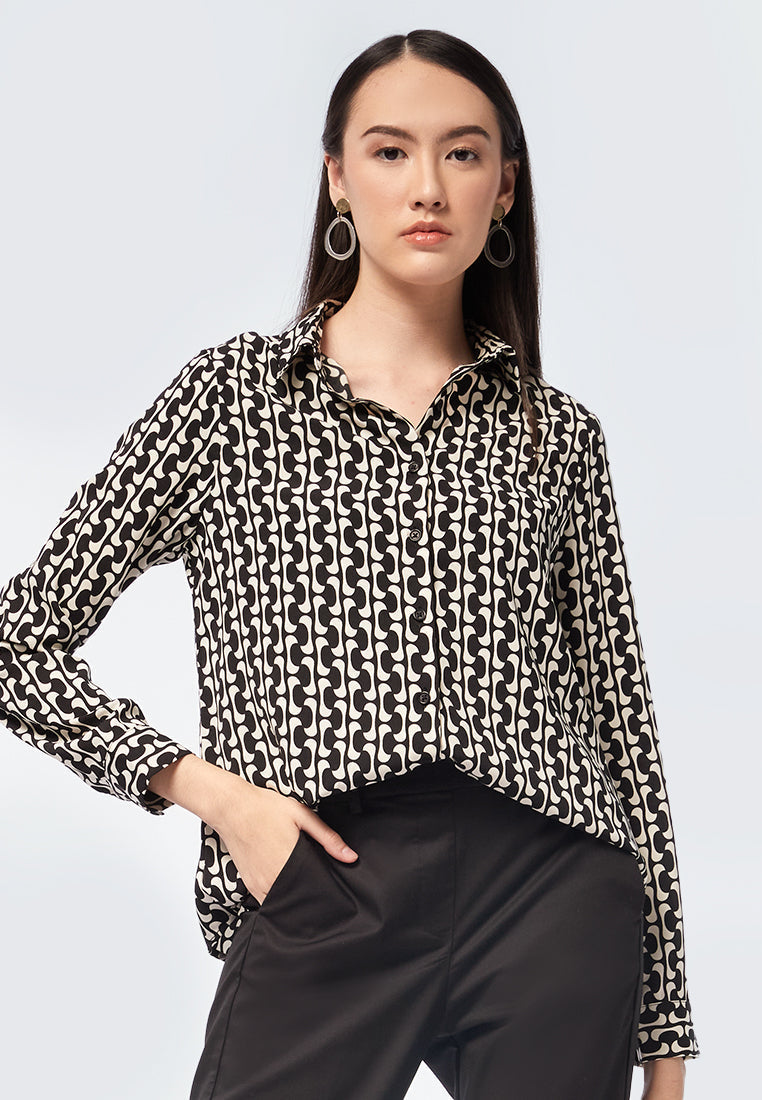 Printed Long Sleeve Blouse