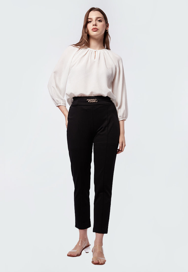 Round Neck Puff Sleeve Blouse