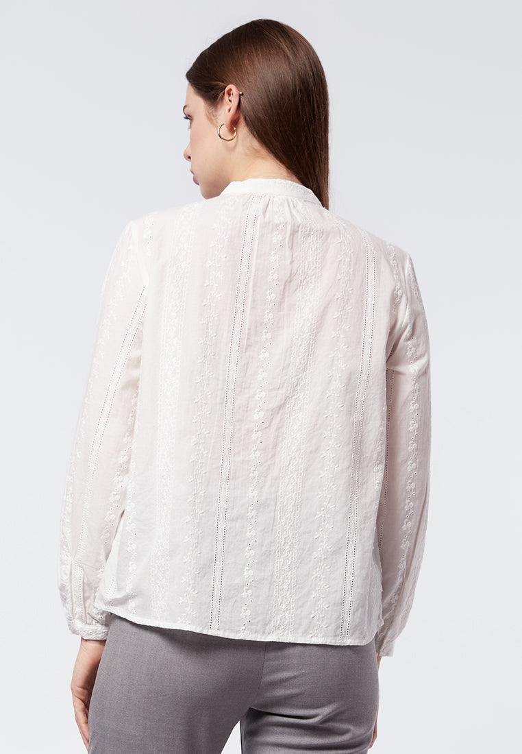 Mandarin Collar Long Sleeve Blouse