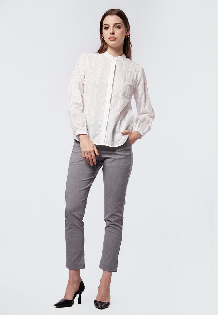 Mandarin Collar Long Sleeve Blouse