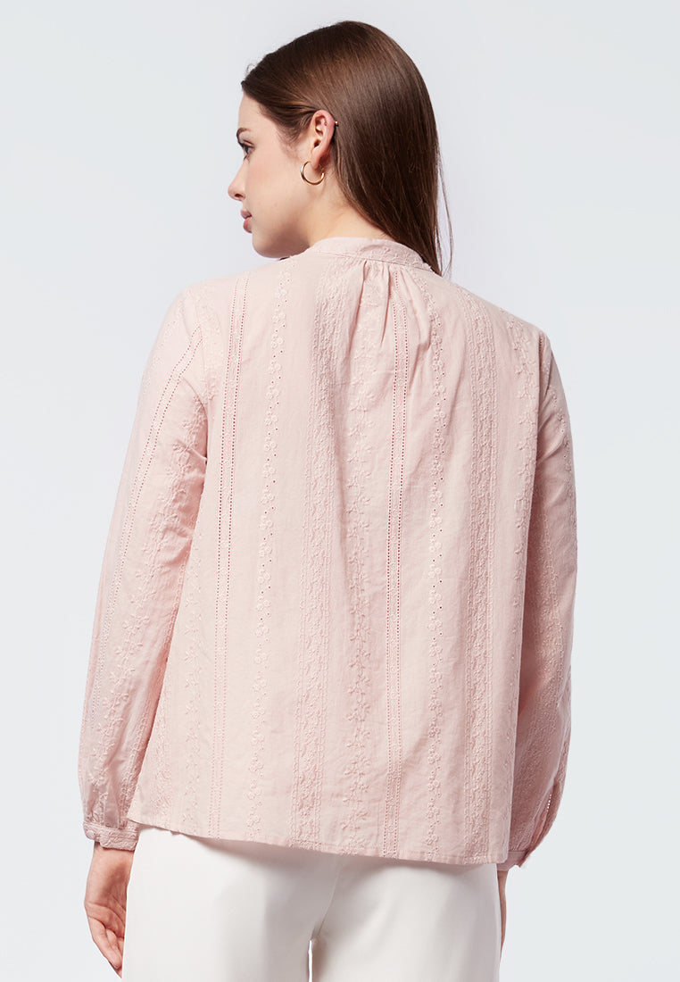 Mandarin Collar Long Sleeve Blouse
