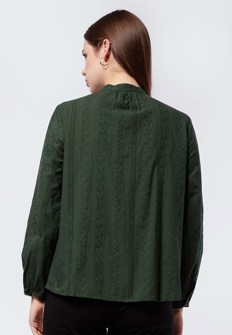 Mandarin Collar Long Sleeve Blouse