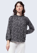 Printed Ruffle Long Sleeve Blouse
