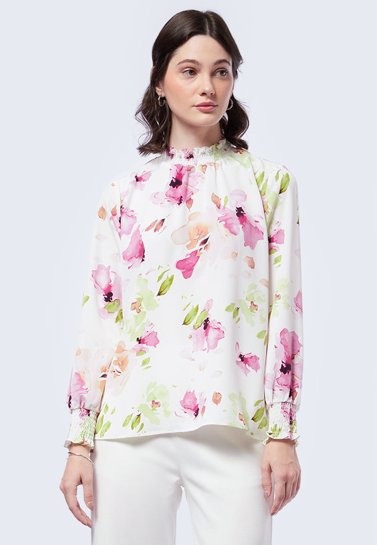 Long Sleeve Blouse with Smock Detail