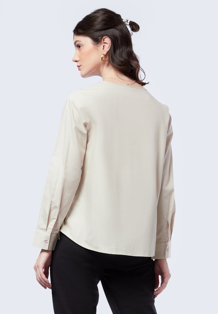 V-Neck Long Sleeve Blouse