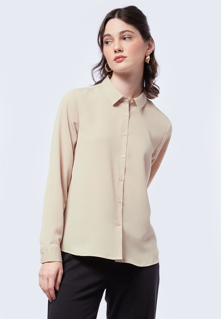 Regular Fit Crinkle Long Sleeve Shirt