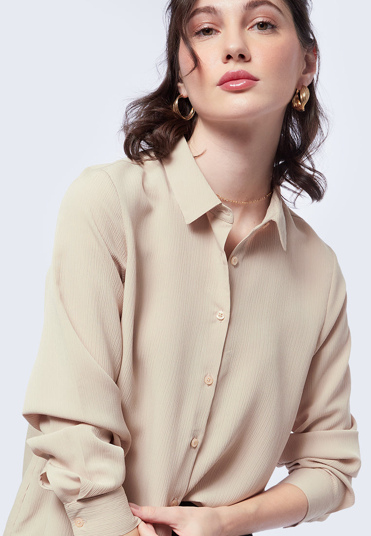Regular Fit Crinkle Long Sleeve Shirt