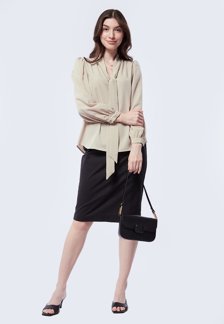 Tie Bow Long Sleeve Blouse
