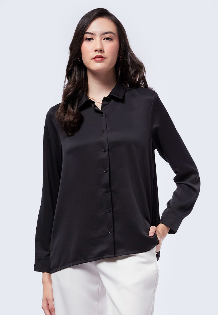 Long Sleeve Satin Blouse
