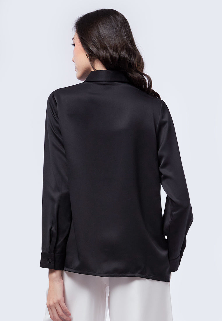 Long Sleeve Satin Blouse