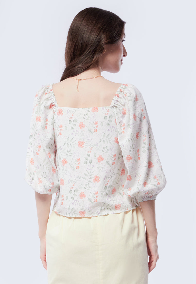 Printed Square Neck Blouse